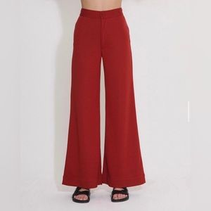 Suzie Kondi Kemba High Waist Boot Cut Ponte Pants in Rust